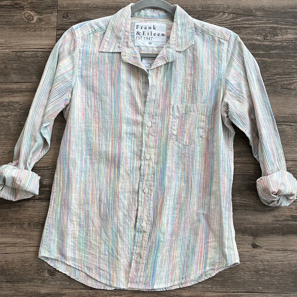 Frank & Eileen Women's Barry Rainbow
Stripe Linen Shirt Size XS - Picture 4 of 8